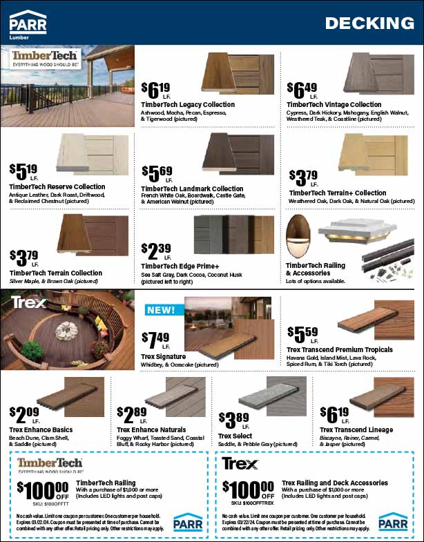 March 2024 Specials – Eastern Washington | Parr Lumber